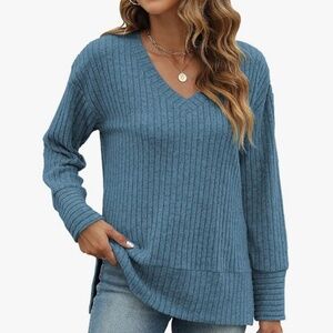 Adorable slouchy ribbed long sleeve top
